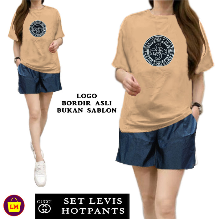 LM 19749 SETELAN HOTPANTS LEVIS Motif Lucu Printing Baju Santai - Coksu