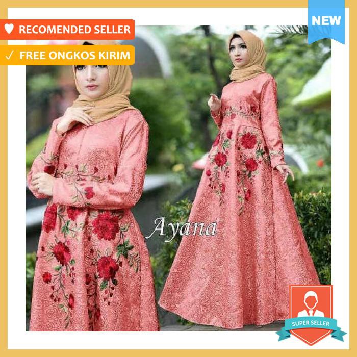 MAXI AYANA BORDIR DRESS MUSLIM GAMIS MAXI DRESS PESTA HITAM