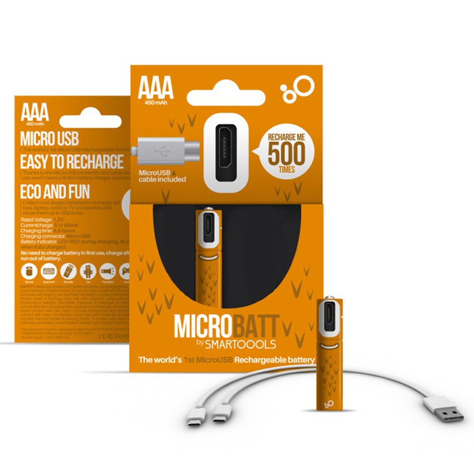 MICROBATT Baterai Cas AAA Micro USB 450mAh 4 PCS - Yellow