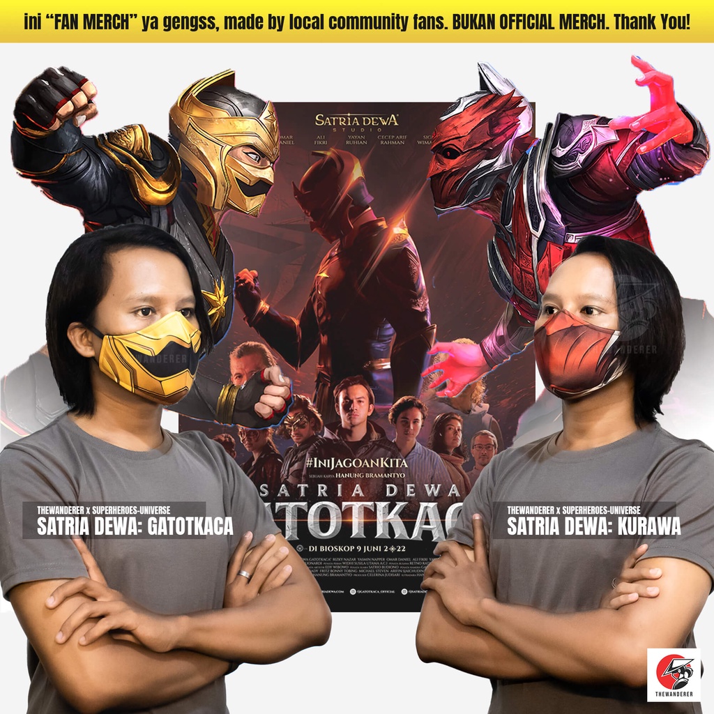 TheWanderer x Satria Dewa: Gatotkaca Masker Superhero FULLPRINT+ Dengan Filter [Pre-Order Masker: Re
