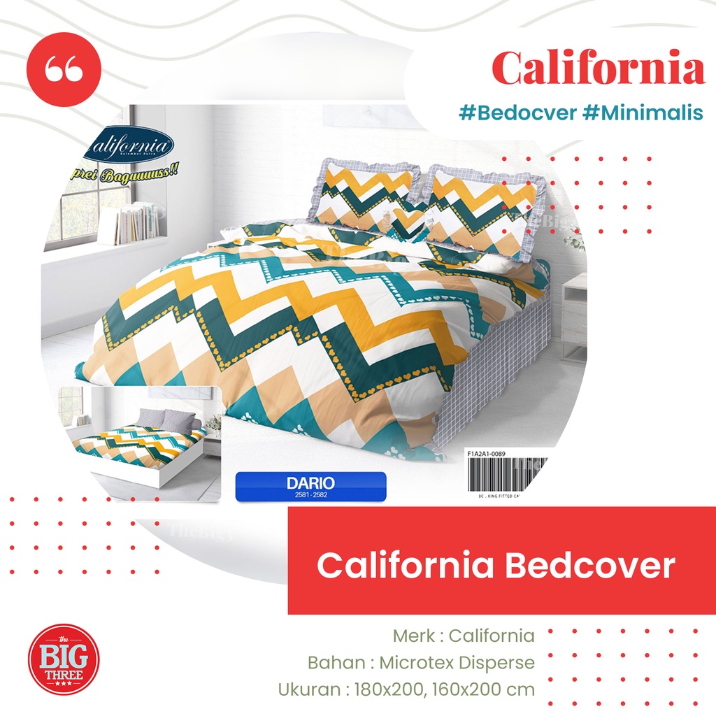 BEDCOVER SET CALIFORNIA KING 180 X 200, 160x200  Motif Pink Flamingo Malta Cosmo Rein Tory Aira Clara Diana Greenchy Kania Kiela Meow Naura Ola Dario Glen Olive Chiara Bianca Lynn Fiorello Marino Ginny Polka Royal Terino Vicenzo Metrico BC MURAH SURABAYA