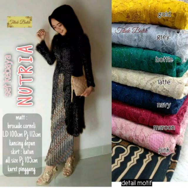 Setelan kebaya kondangan brokat jumbo nutria Asmara gown #1 ORIGINAL BEST SELLER READY JUMBO LD #120 DAHLIANA SET KEBAYA NUTRIA SET BROKAT BRUKAT ROK MOTIF LURIK PESTA KONDANGAN BRIDESMAID HIJAU BOTOL Baju Gamis Brokat Kebaya Batik Murah Pesta Kondangan-4