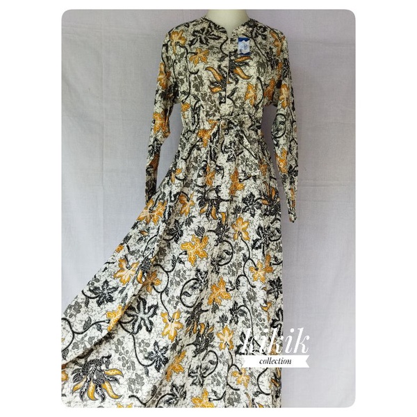 Gamis Katun Halus Motif Batik Tradisional Fashion Adem Murah Pakaian Muslim Wanita Baju Remaja Ibu M
