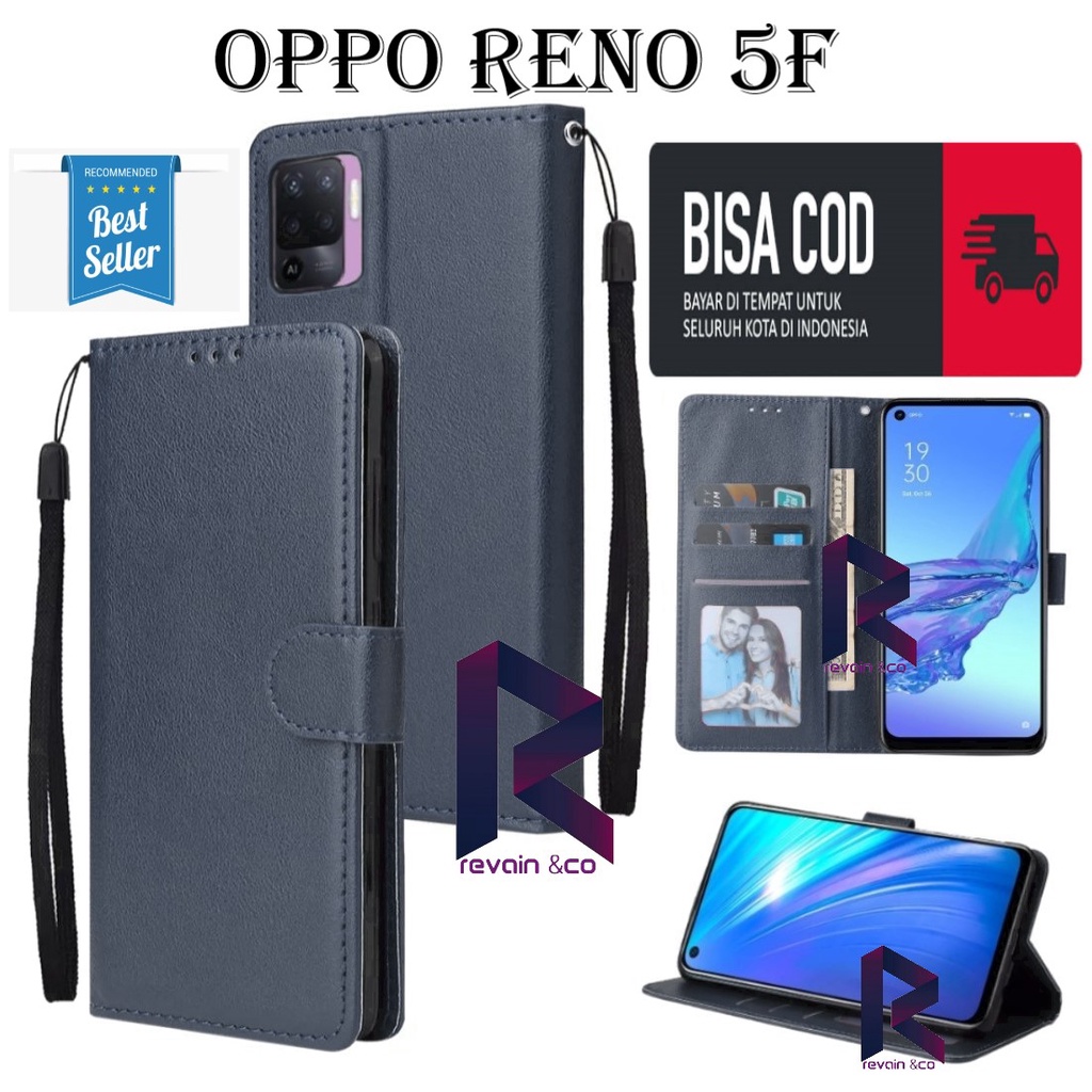 OPPO RENO 5F SARUNG KULIT FLIP WALLET LEATHER KULIT PREMIUM SARUNG BUKA TUTUP FLIP CASE OPPO RENO 5F