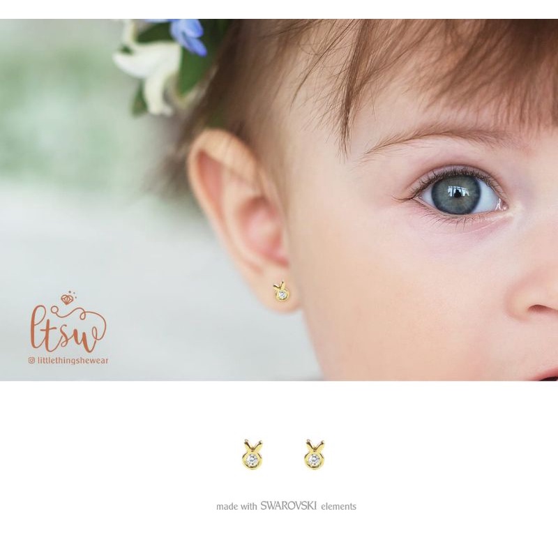 Littlethingshewear - Anting Anak - Bunny Swarovzski (0.5 gr)