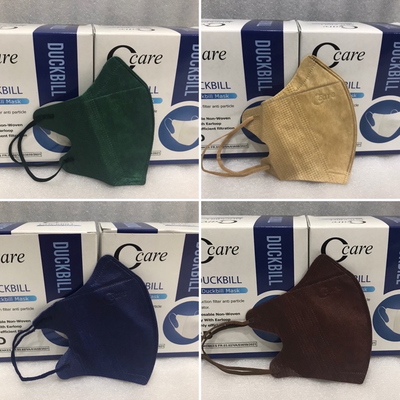 [C-Care] Masker Duckbill 3D Garis Embos Warna Isi 50Pcs - Ccare Duckbill Warna Baru