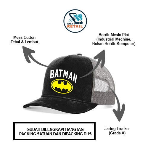 Topi Anak Laki-Laki 5-12 Tahun TRUCKER JARING Abu Hitam-1