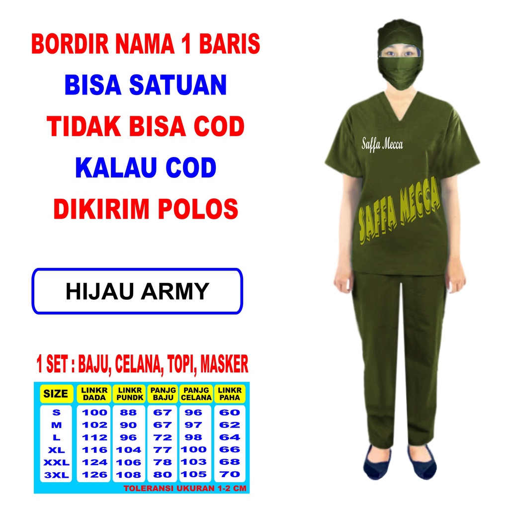 BAJU OKA BORDIR NAMA  / BORDIR NAMA  BAJU OKA / SERAGAM OKA  BORDIR NAMA  / BAJU JAGA / BAJU PERAWAT LENGAN PENDEK TANPA COD