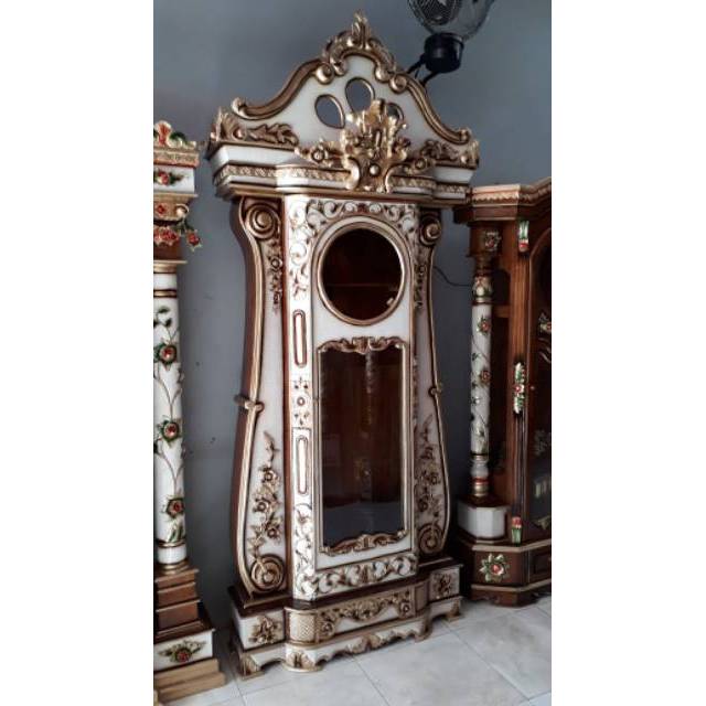 Almari Jam Hias Bagong Kayu Jati