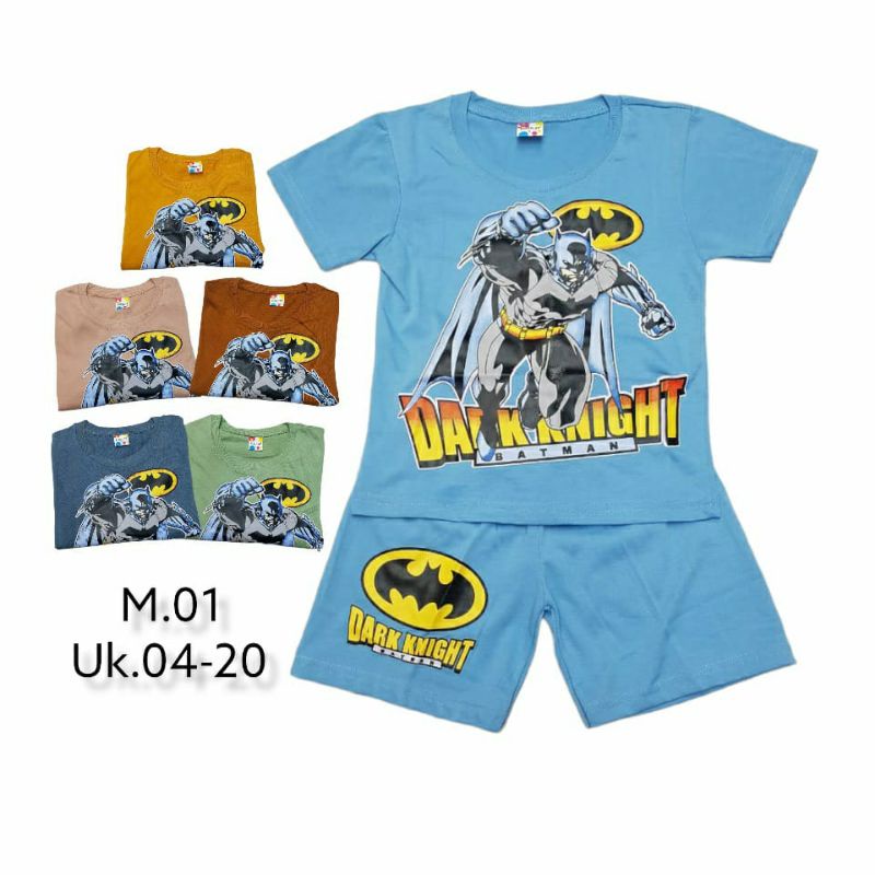 SETELAN BAJU ANAK LAKI-LAKI UMUR 2-7 TAHUN MOTIF BATMAN