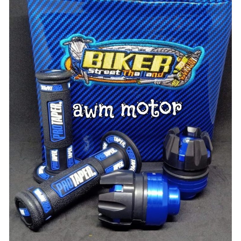 PAKET Sarung Jok Kulit Jok Karbon Biker Plus Jalu As Roda Depan Dan Grip Protapet New Universal