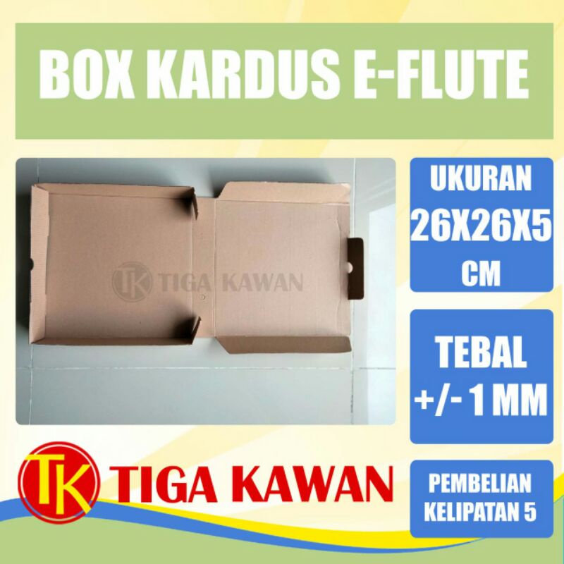 

Kardus Dus Packaging Box Corrugated E-Flute Eflute Coklat 26x26x5 cm