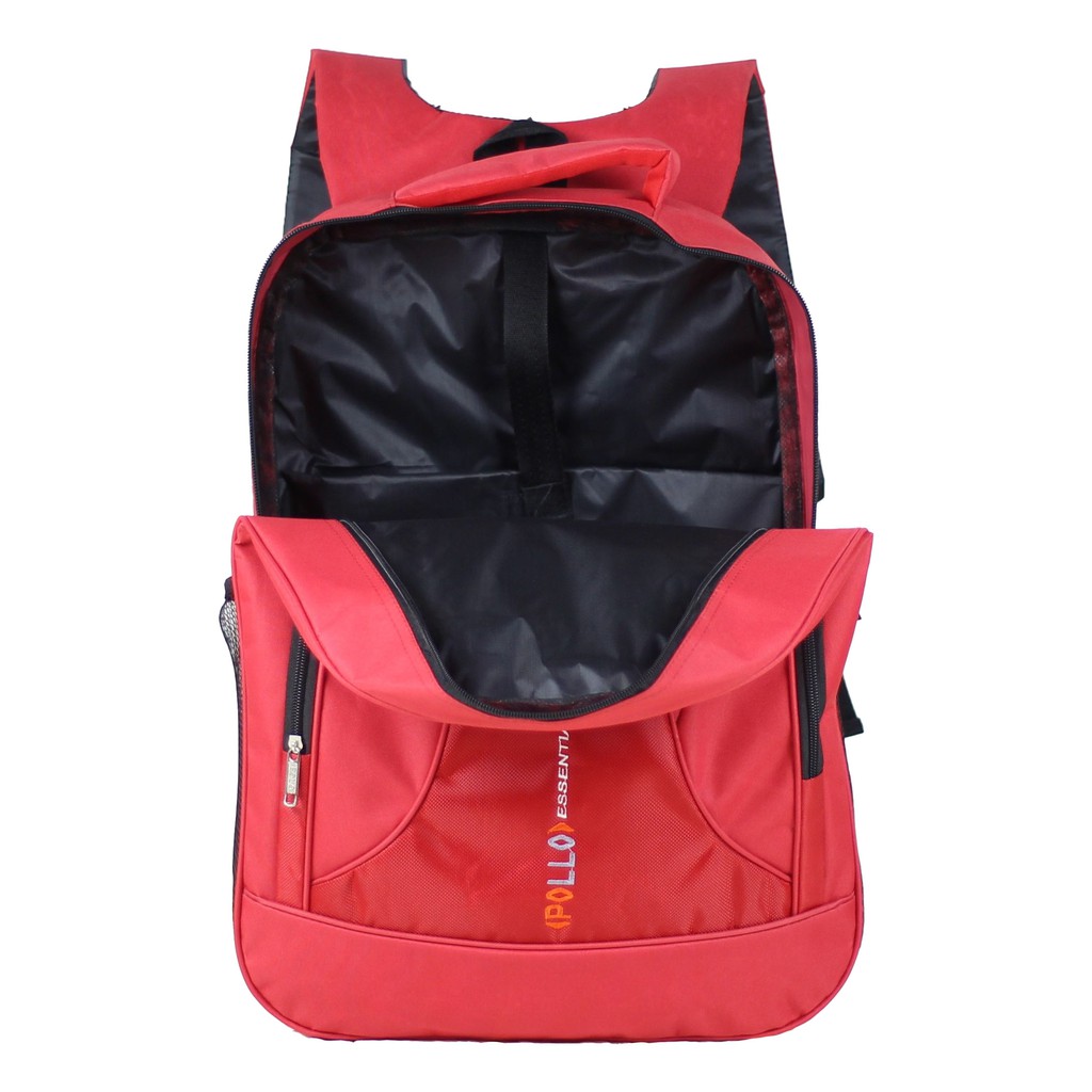 Tas Punggung Ransel SD SMP Cowok Backpack Polo Essential Merah Laki-Laki Berkualitas Bonus Rain Cover Keren Awet