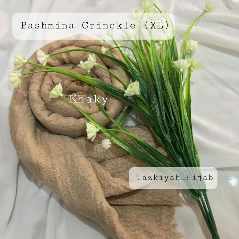 Pashmina Crinkle Shawl-Khaky XL