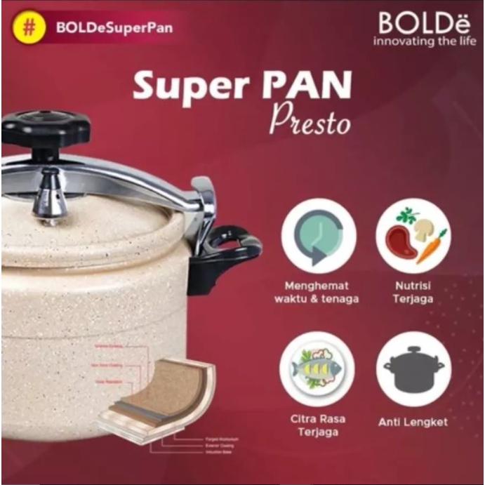 Panci Press Cooker BOLDe Super Pan Presto Cooker Granite 7 Liter 24 cm