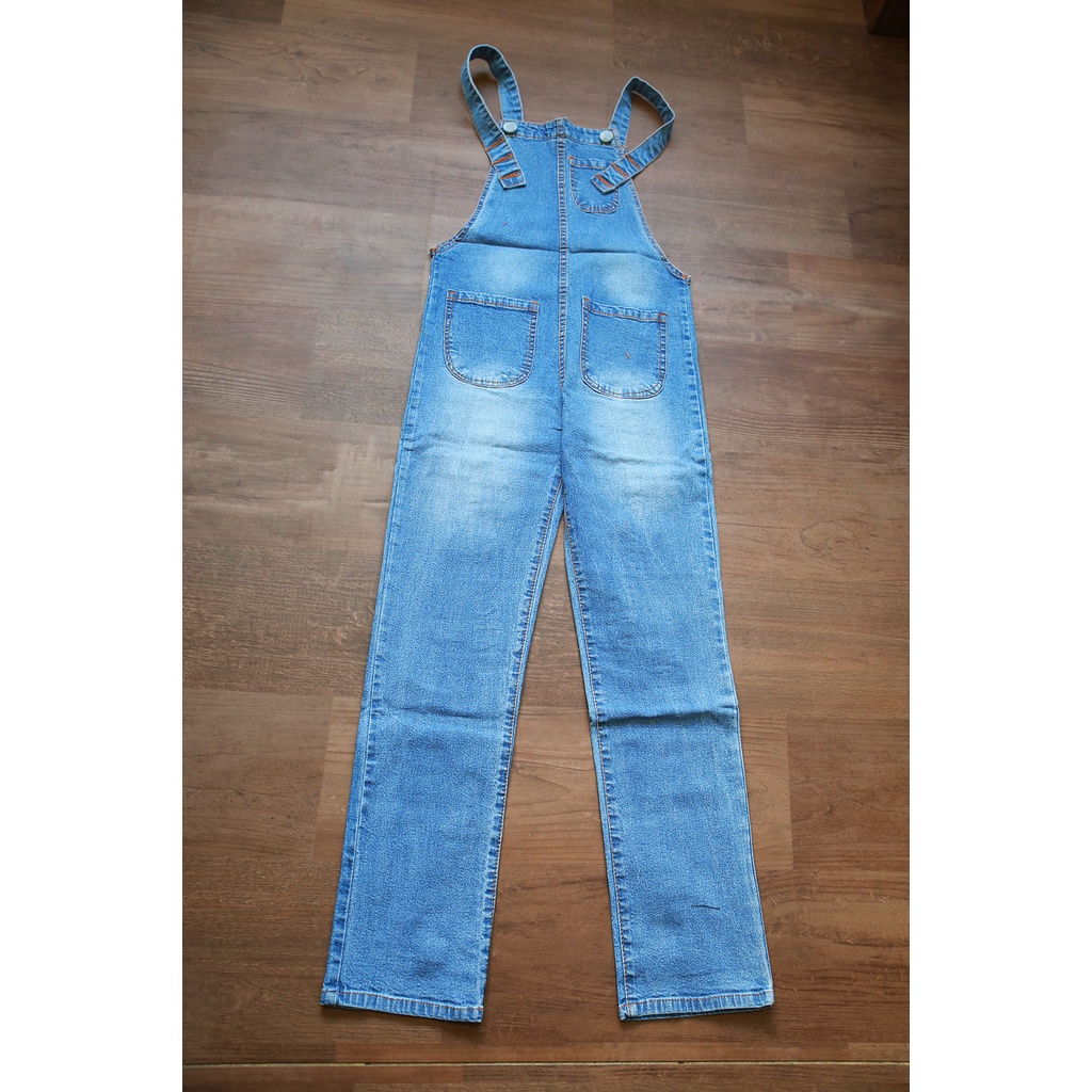 HOPYLOVY Overall Jeans Boyfriend Wanita Biru Medium Baju Kodok Adhara