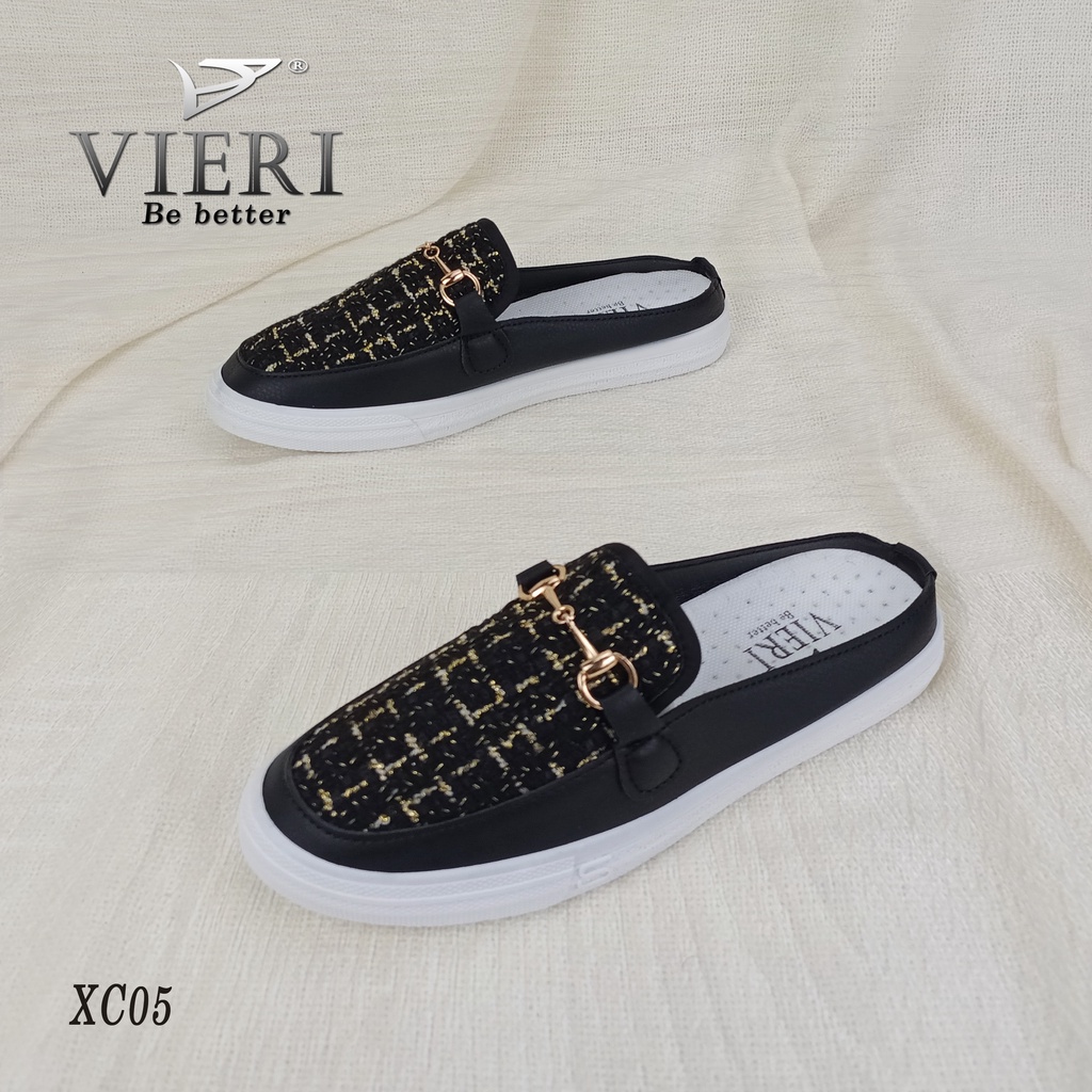 VIERI Sepatu Wanita Flat Slip On Sepatu Import Shoes Wanita Black XC05-4