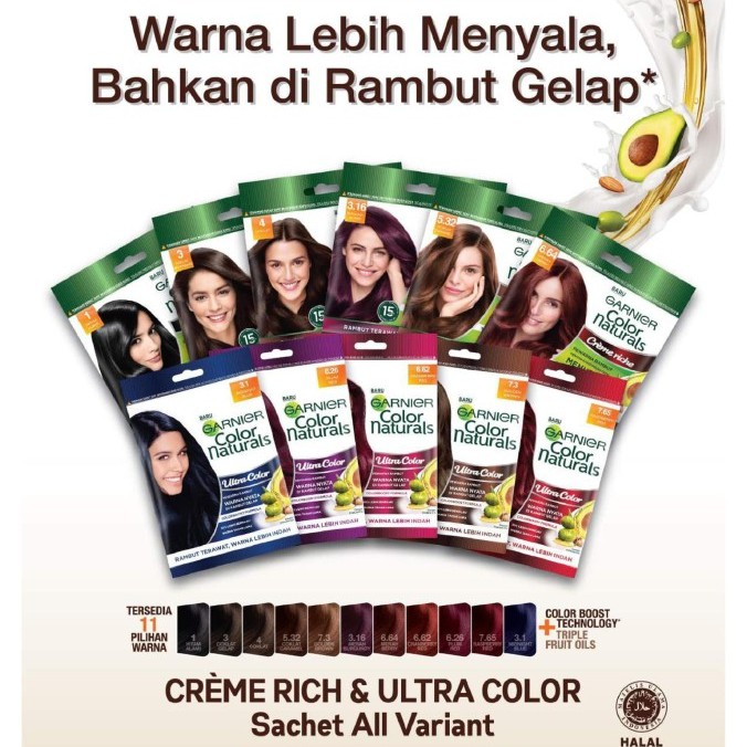 GARNIER COLOR NATURAL EXPRESS CREAM &amp; ULTRA COLOR / Pewarna Rambut Sachet