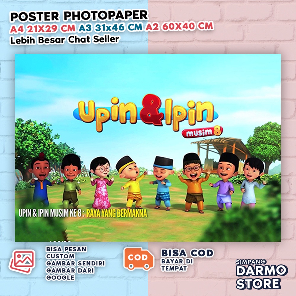 Poster Upin Ipin Kartun Hiasan Dinding Anak Mail Datuk Dalang Jarjit Foster Cartoon Malaysia UUP-13