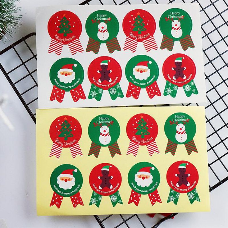 Sticker santa Merry Christmas sticker natal toples dan kotak kue BERBAGAI MOTIF