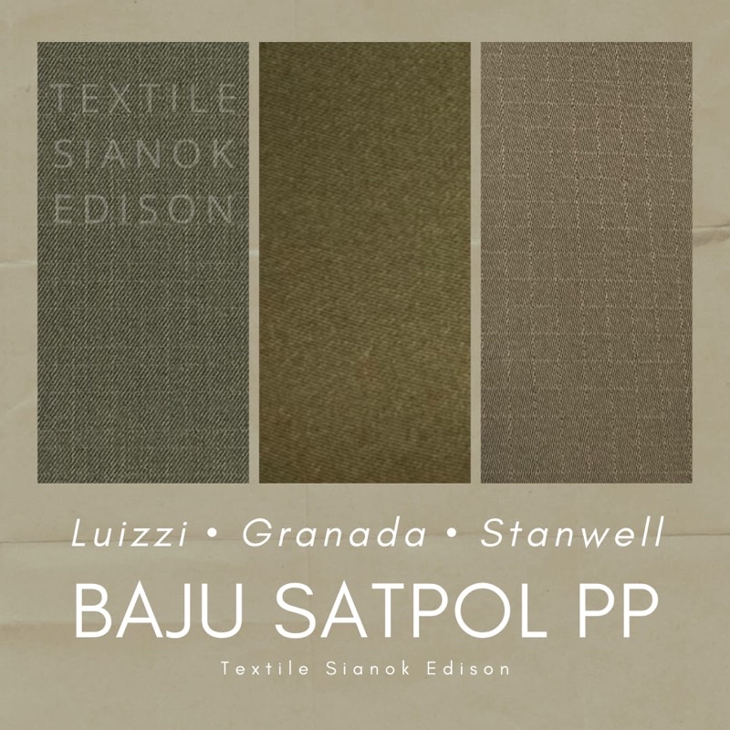 Kain Seragam SATPOL PP, Atasan dan Bawahan LUIZZI, GRANADA, STANWELL per 10cm