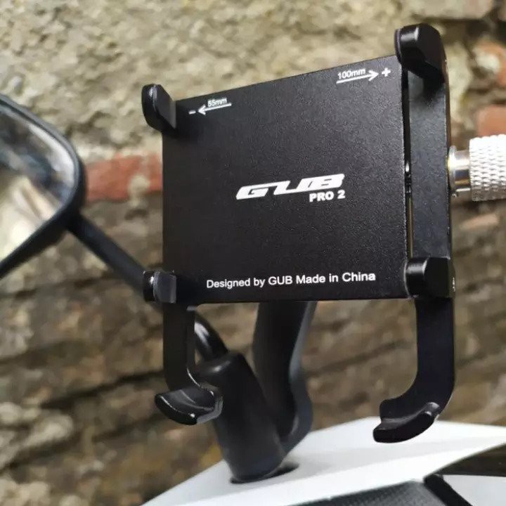 Phone Holder HP GUB Pro 2 Sepeda Motor Pasang Spion Rotasi 360 Alloy