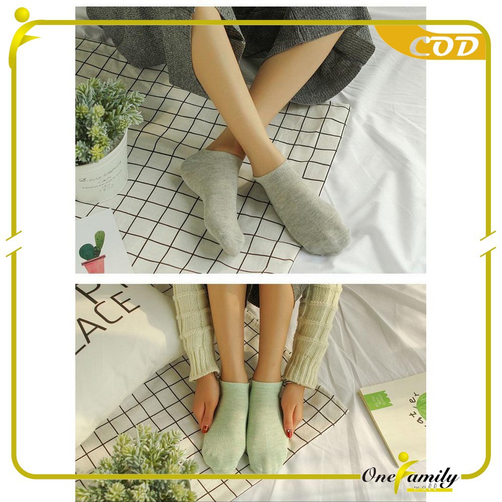 ONE-P59 Kaos Kaki Semata Kaki Polos / Kaus Kaki Wanita / Kaos Kaki Ankle Dewasa / Short Socks Import-2