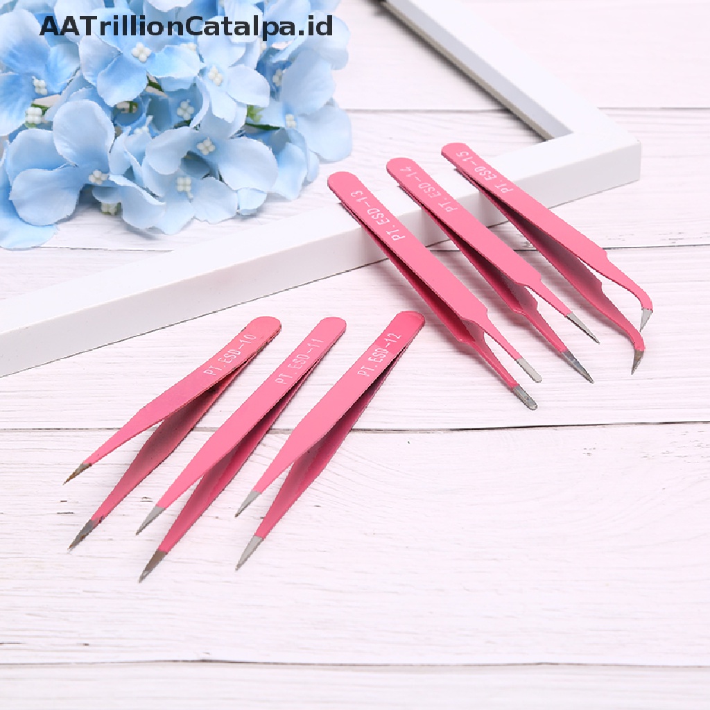 Aatrillioncatalpa Pinset Alis Mata Profesional Bahan Stainless Steel Warna pink