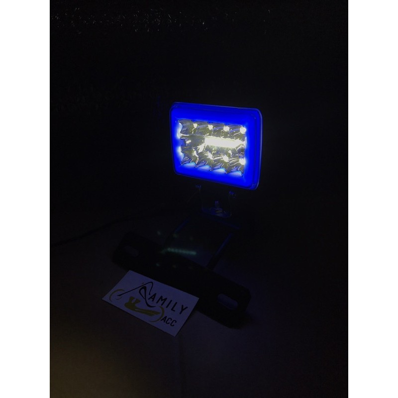 Breket Lampu LED Dudukan Plat Nopol RxK + Lampu Tembak Daymaker Mini Kotak 16 LED RX King New