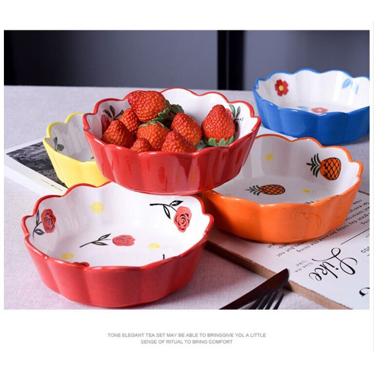 Ceramic Bowl Lace / Mangkok Keramik Porcelain Soup Mie Salad Snack Buah Makanan Ringan