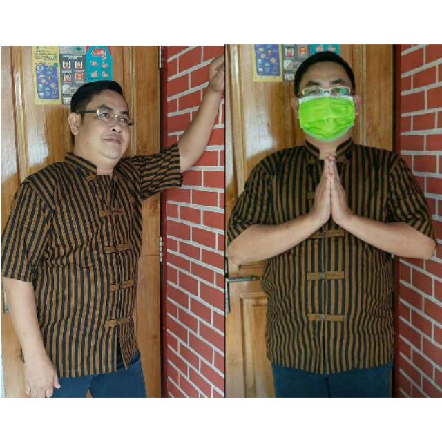 Kemeja Sanghai Lurik/Baju Lurik Jawa/Lengan Pendek