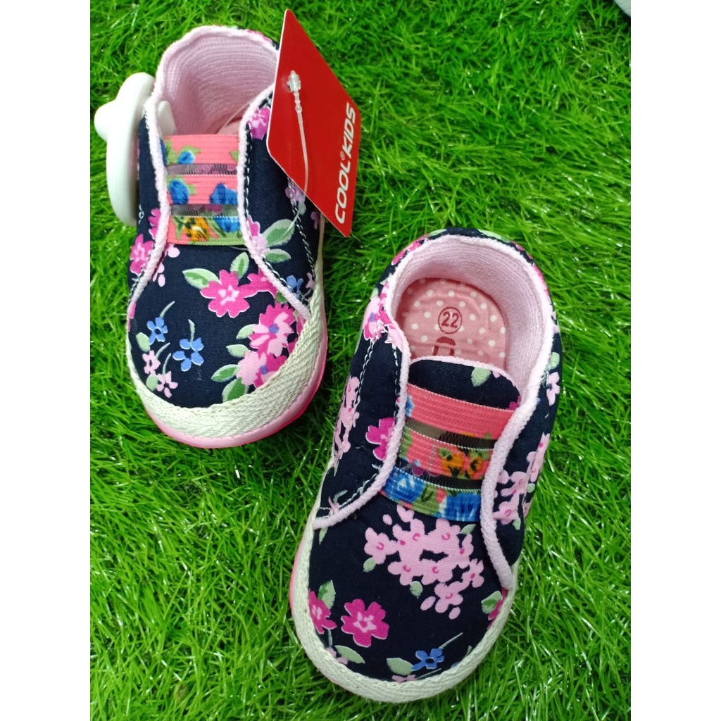 SEPATU BAYI PEREMPUAN |NAVY FLOWER| COOL KIDS SEPATU ANAK