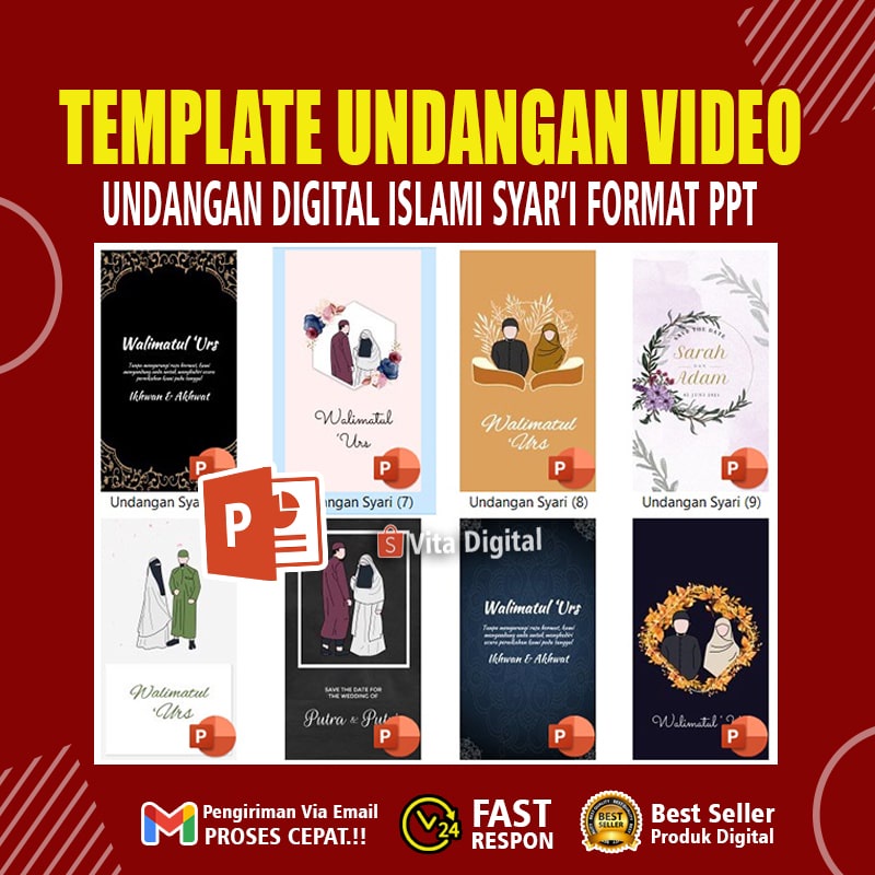 Template Undangan Digital Islami Pernikahan Syari Wedding Islamic Format PPT Powerpoint