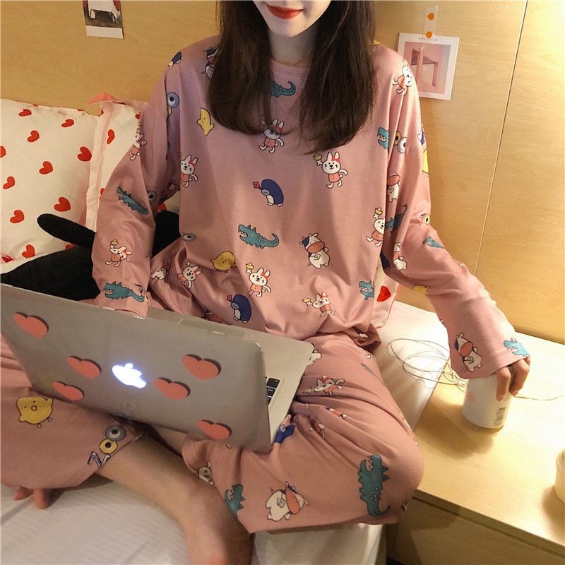 Telly Baju Tidur Wanita Kartun Lengan Panjang || Telly Piyama Wanita Kartun Import Polyster