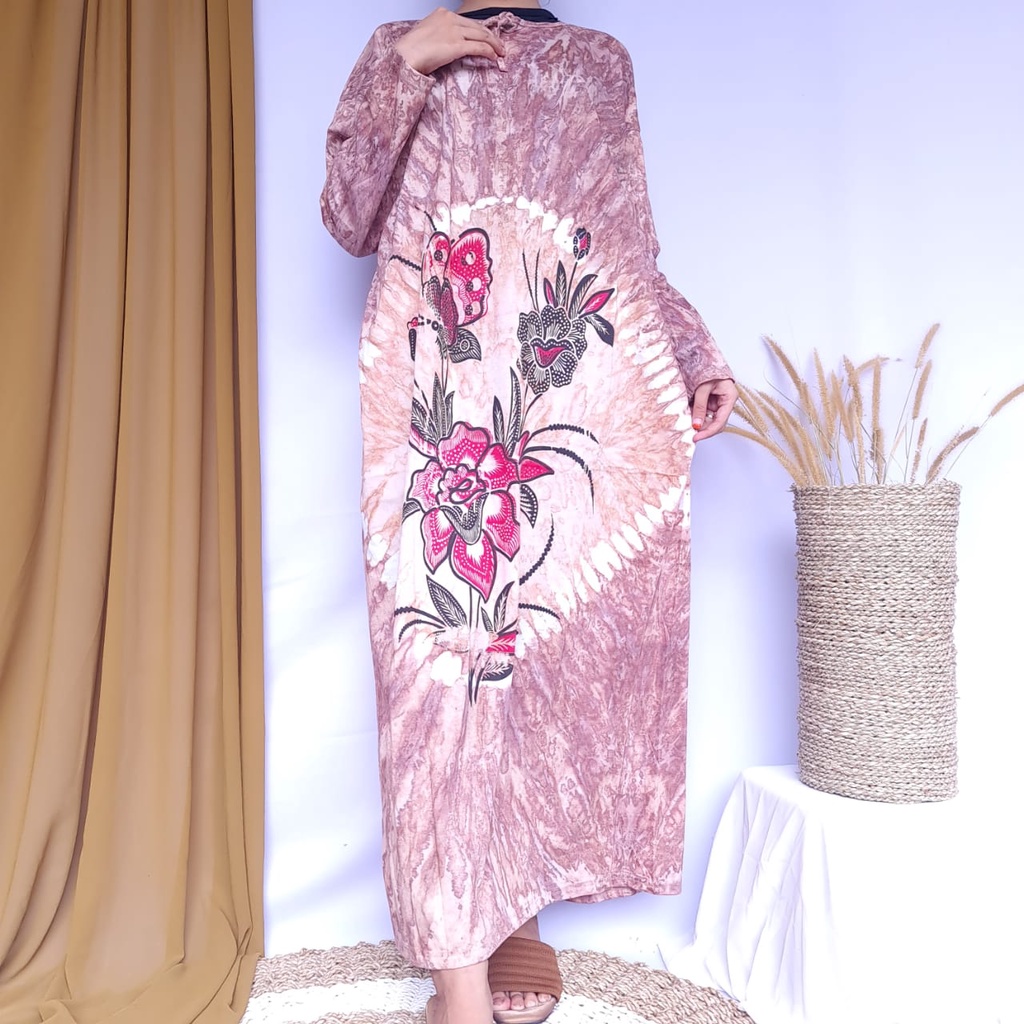 LONGDRESS BAHAN KAOS MOTIF ABSTRAK