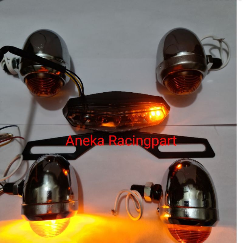 lampu stop variasi rx king tiger cb dll model led 3 in 1 satu set sepasang sen krum depan blkg