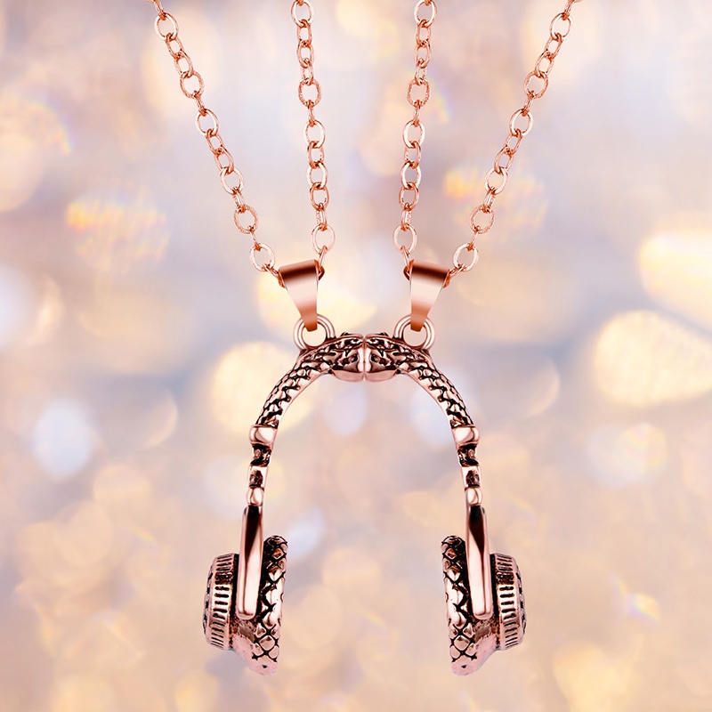 Fancyqube Kalung Rantai Panjang Liontin Headphone Musik Dj Gaya Hip Hop Rock Untuk Pria Dan Wanita