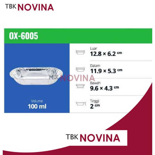 OX-6005 ALUMINIUM FOIL KOTAK WADAH CUP ROTI CAKE PAI MENTAI MACARONI SPAGHETI LASAGNA PASTEL TUTUP