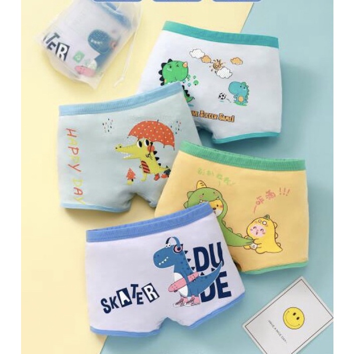 SET Celana Dalam Anak Laki laki Bahan Katun Import Premium Boxer Anak Laki Laki Gambar Dino Skater Celana Dalam Segiempat Anak Laki Laki Kolor Anak Bahan Katun