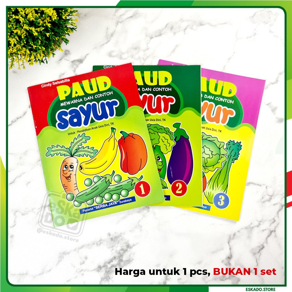 PAUD Mewarna dan Contoh SAYUR 1-3 mewarnai Sayur