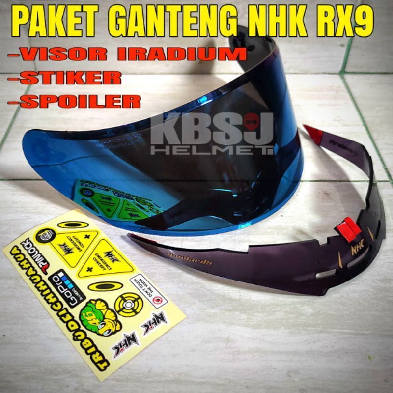 Paket Kaca Flat Visor Helm-TOPost-Spoiler NHK Rx9 -GM Race Pro Iridium Silver  Blue Gold Drak Smoke - Clear Bening