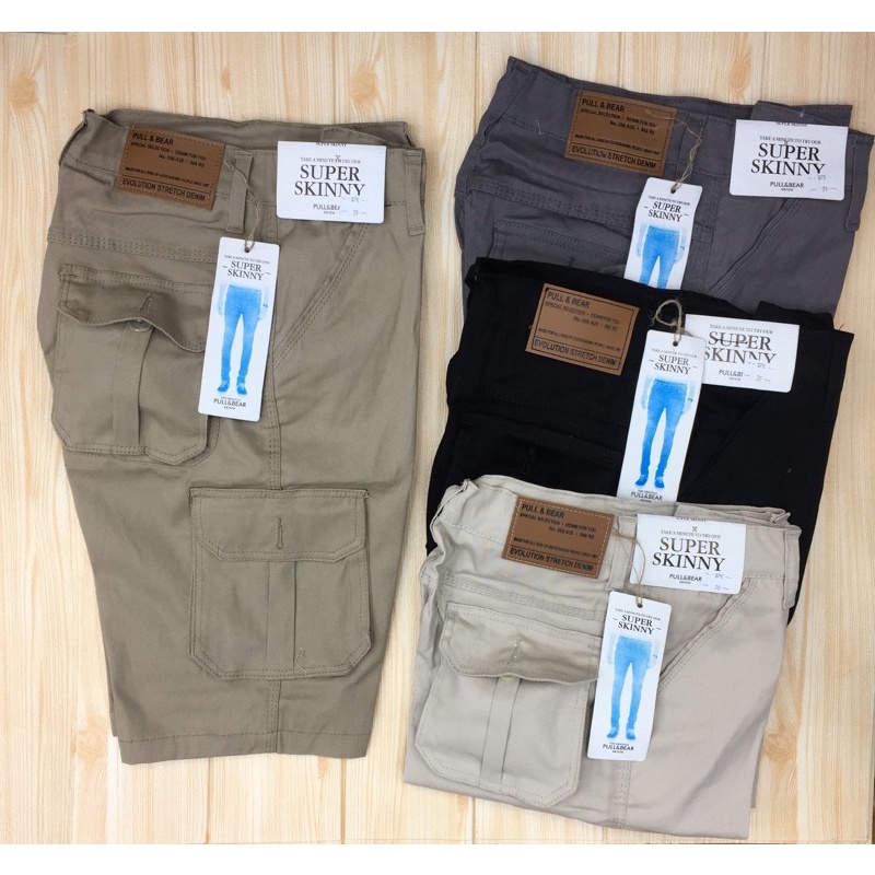 Celana pendek cargo pria murah size 27-38 katun stret original pdl gunung fitnes gym fashion hits