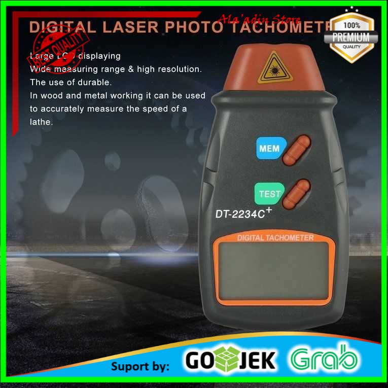 Cuci Gudang TaffSTUDIO LCD Digital Laser Photo Tachometer 2.5-100000 RPM DT-2234C+