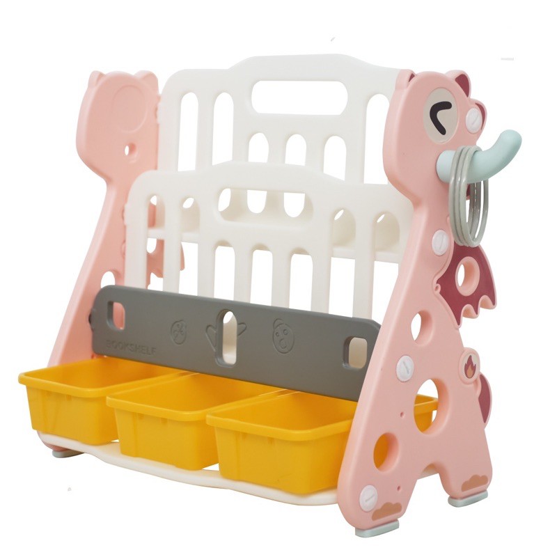 Rak Buku Anak Little Dragon 2 Tingkat + Box / Kotak Warna PINK Storage WS6-10