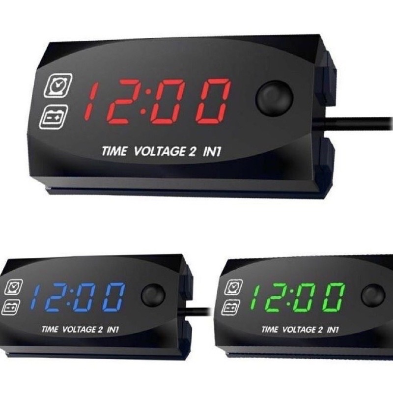 VOLTMETER AKI 3 IN 1 WATERPROOF ANTI AIR VOLTMETER VOLT METER PENGUKUR SUHU AIR WAKTU 3 IN 1 UNIVERSAL