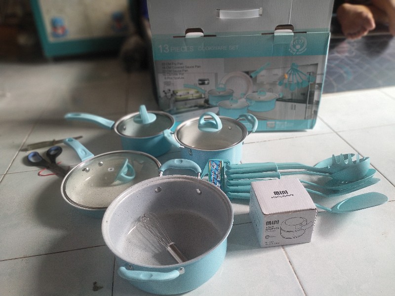 Cookware Set 13 In 1 Peralatan Masak Dapur Panci Tutup Teflon Kitchen Tools Home Perlengkapan Rumah