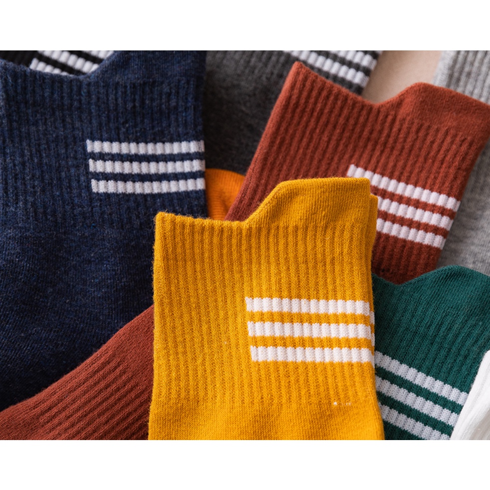 Kaos Kaki Pria High Quality Striped Solid Color Cotton Socks SCH29