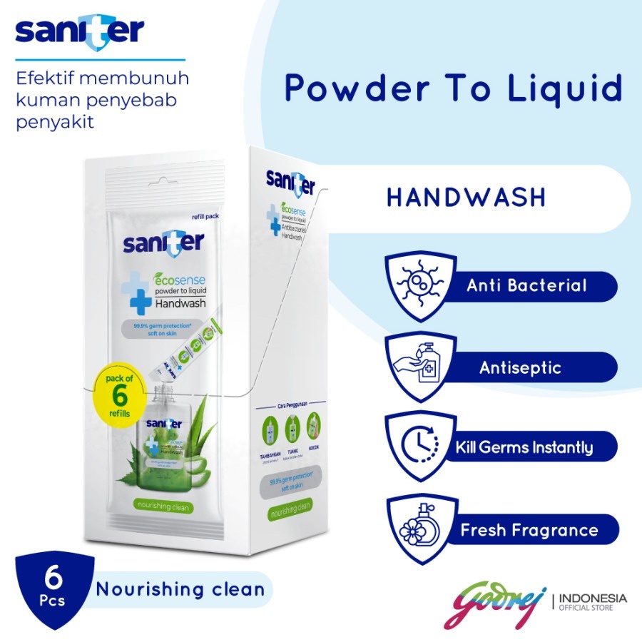 [REFILL HANDWASH BUBUK 9GR CAMPUR 200ML AIR] Saniter Ecosense Powder To Liquid Handwash Refill | Sabun Cuci Tangan_Cerianti