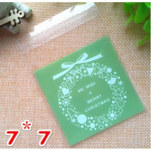 

CVCV157 PLASTIK COOKIES/PERMEN/KUE/COKLAT CHRISTMAS WREATH GREEN 7X7