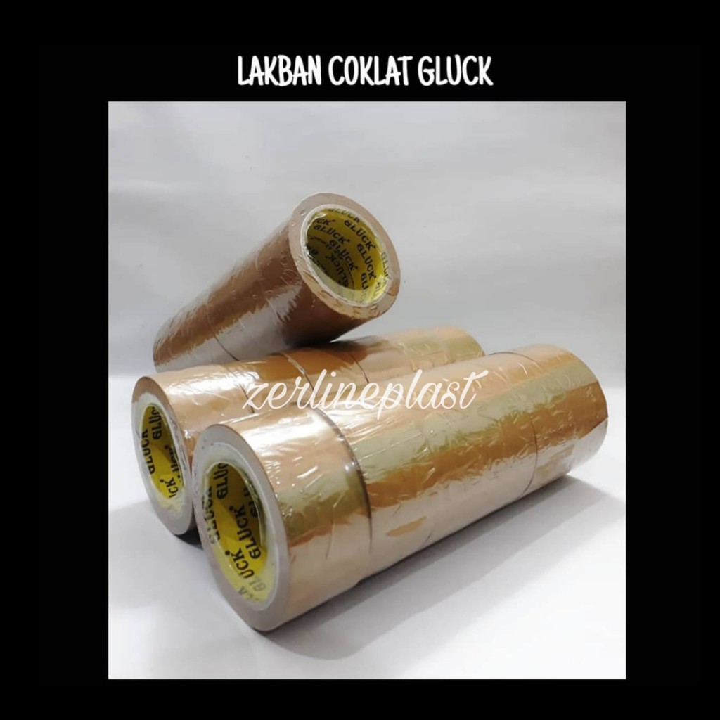 Lakban Coklat,Bening merk GLUCK 45mmx60mx45mc